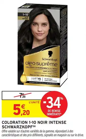 Intermarché Hyper SCHWARZKOPF Coloration 1-10 noir intense offre