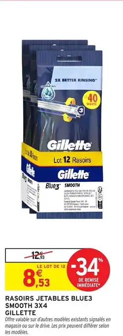 Intermarché Hyper GILLETTE Rasoirs jetables blue3 smooth 3x4 offre