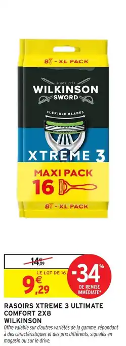 Intermarché Hyper WILKINSON Rasoirs xtreme 3 ultimate comfort 2x8 offre