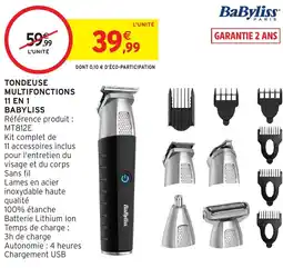 Intermarché Hyper BABYLISS Tondeuse multifonctions offre