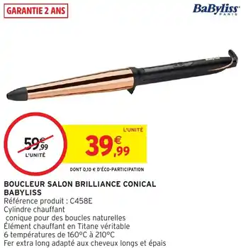 Intermarché Hyper BABYLISS Boucleur salon brilliance conical offre