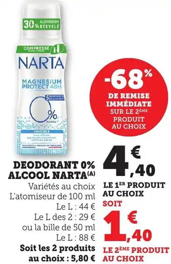 Bi1 Deodorant 0% alcool narta offre