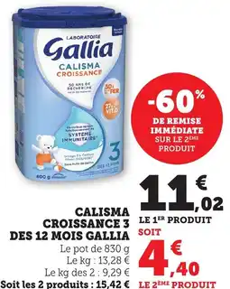 Bi1 Calisma croissance 3 des 12 mois gallia offre