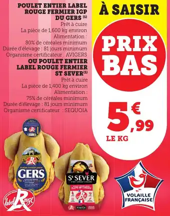 Bi1 Poulet entier label rouge fermier igp du gers ou poulet entier label rouge fermier st sever offre