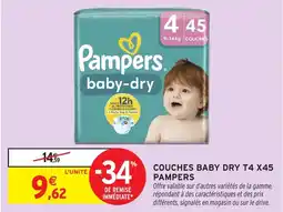 Intermarché Hyper PAMPERS Couches baby dry t4 x45 offre