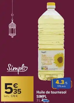 Carrefour Market Huile de tournesol SIMPL offre