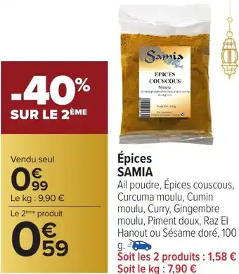 Carrefour Market Épices SAMIA offre