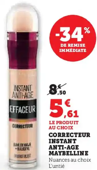 Super U Correcteur instant anti-age maybelline offre
