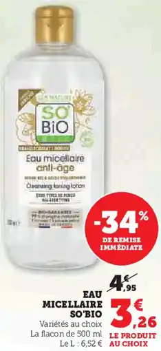 Super U Eau micellaire so'bio offre