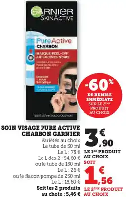 Super U Soin visage pure active charbon garnier offre