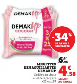 Super U Lingettes demaquillantes demak'up offre