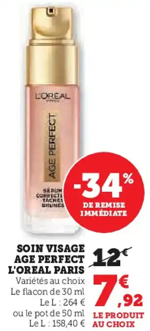 Super U Soin visage age perfect l'oreal paris offre