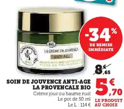 Super U Soin de jouvence anti-age la provencale bio offre