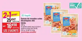 Queues de crevettes cuites décortiquées ASC