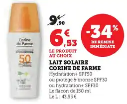 Super U Lait solaire corine de farme offre