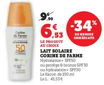 Super U Lait solaire corine de farme offre