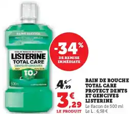 Super U Bain de bouche total care protect dents et gencives listerine offre