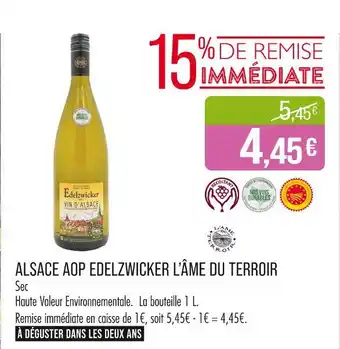 Match L’ÂME DU TERROIR Alsace aop edelzwicker offre