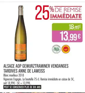 Match ANNE DE LAWEISS Alsace aop gewurztraminer vendanges tardives offre