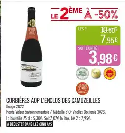 Match L'ENCLOS DES CAMUZEILLES Corbières AOP offre