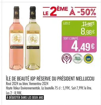 Match RÉSERVE DU PRÉSIDENT NIELLUCCIU Île de beauté igp offre