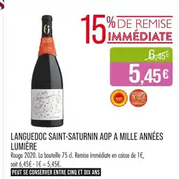 Match Languedoc saint-saturnin AOP a mille années lumière offre