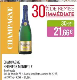 Match HEIDSIECK MONOPOLE Champagne offre