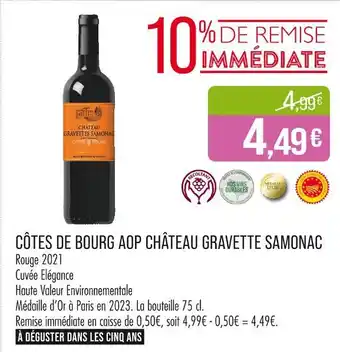 Match CHÂTEAU GRAVETTE SAMONAC Côtes de bourg AOP offre