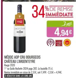 Match CHÂTEAU L'ARGENTEYRE Médoc aop cru bourgeois offre