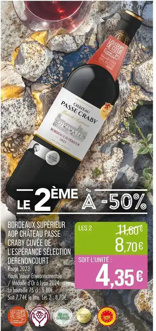 Match CHÂTEAU PASSE CRABY Bordeaux supérieur aop cuvée de l’espérance sélection derenoncourt offre