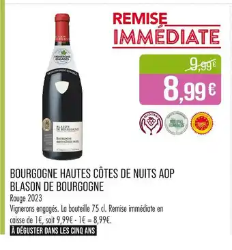 Match Blason de Bourgogne Bourgogne Hautes Côtes de Nuits AOP offre