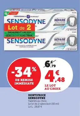 Super U Dentifrice sensodyne offre