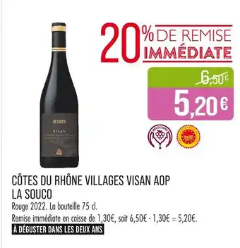 Match LA SOUCO Côtes du Rhône Villages Visan AOP offre