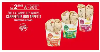 Match CARREFOUR BON APPETIT Le 2ème à -30% sur la gamme des wraps carrefour bon appetit offre