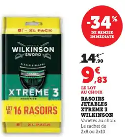 Super U Rasoirs jetables xtreme 3 wilkinson offre