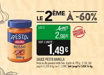 Match BARILLA Sauce pesto offre