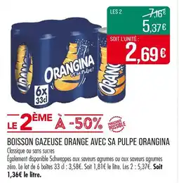 Match ORANGINA Boisson gazeuse orange avec sa pulpe offre