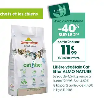 Truffaut ALMO NATURE Litière végétale cat litter offre