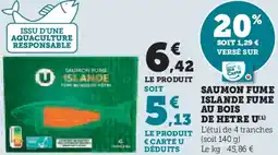 Super U Saumon fume islande fume au bois de hetre u offre