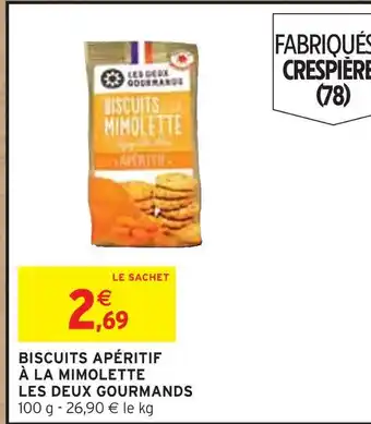 Intermarché LES DEUX GOURMANDS Biscuits apéritif à la mimolette offre