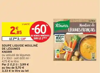 Intermarché KNORR Soupe liquide mouliné de légumes offre