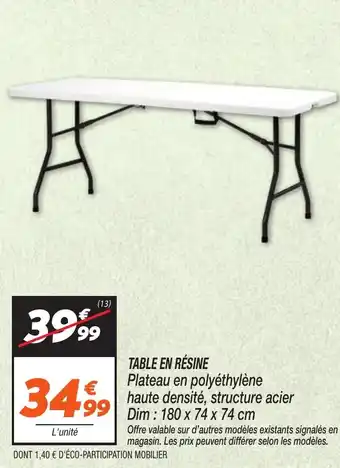 Netto Table en résine offre