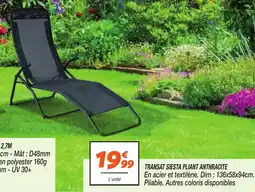 Netto Transat siesta pliant anthracite offre