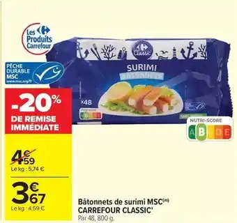 Carrefour Market Carrefour - bâtonnets de surimi msc classic' offre