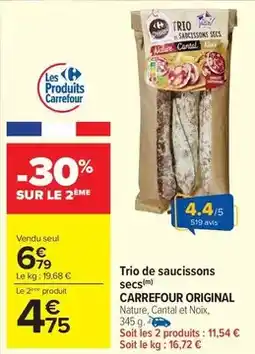 Carrefour Market Carrefour - trio de saucissons secs offre