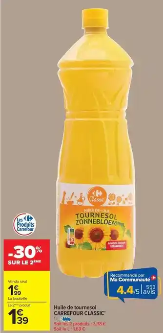 Carrefour Market Carrefour - huile de tournesol classic offre