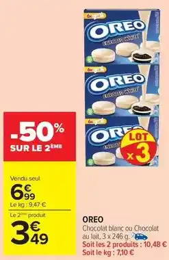 Carrefour Market Oreo - chocolat blanc ou chocolat au lait offre