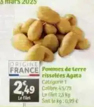 Diagonal Pommes de terre rissolées agata offre