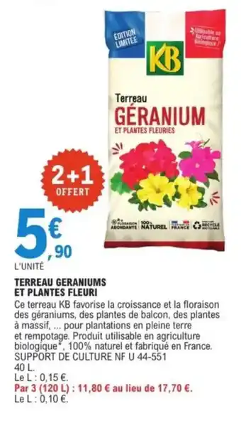 E.Leclerc KB Terreau geraniums et plantes fleuri offre