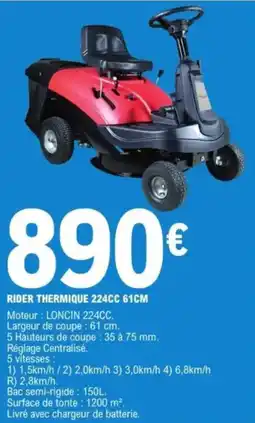 E.Leclerc Rider thermique 224cc 61cm offre